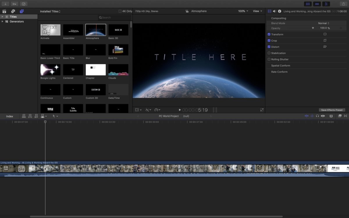 Final Cut Pro X video interface