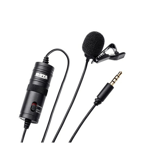 A Boya BY-M1 lavalier microphone.