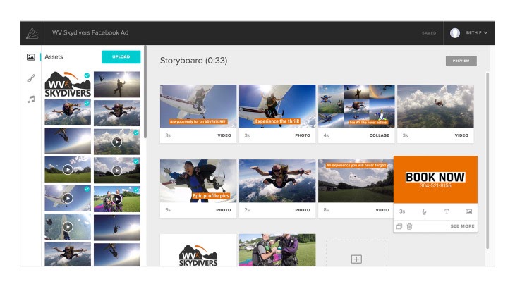 Animoto video editor interface