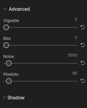 The  Advanced effects interface in Flixier.