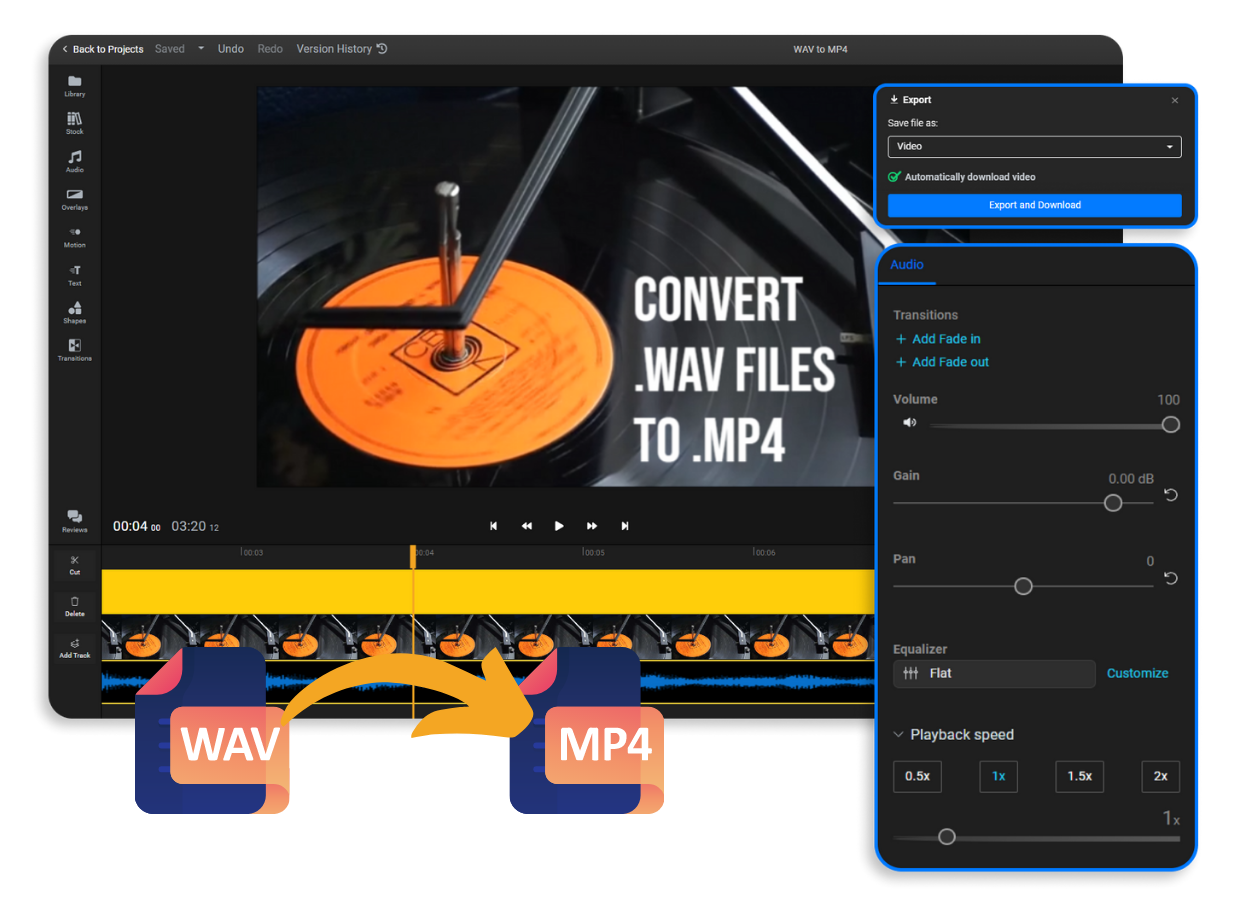 Convert WAV to MP4