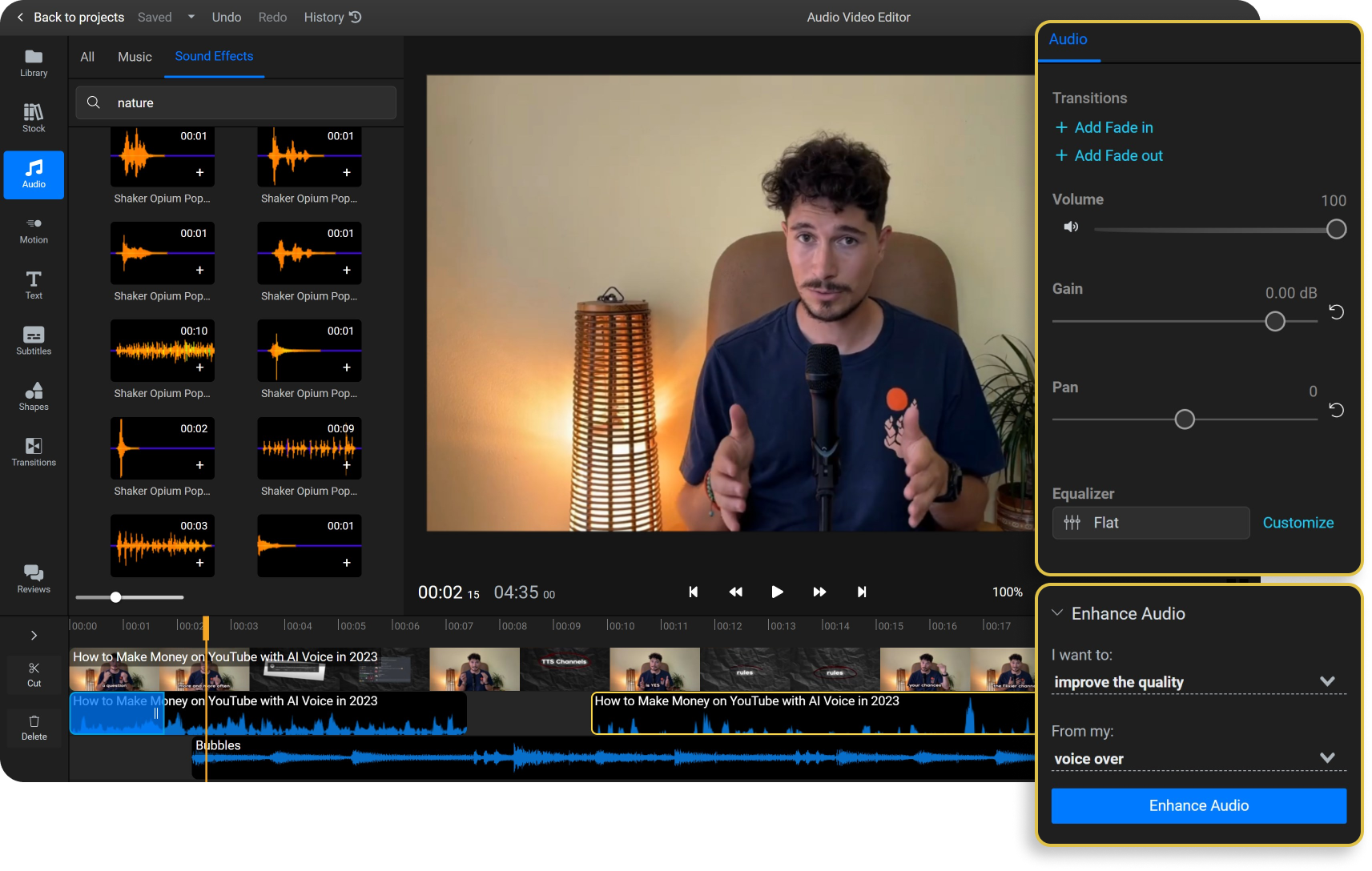 Editor en línea de videos y sonido