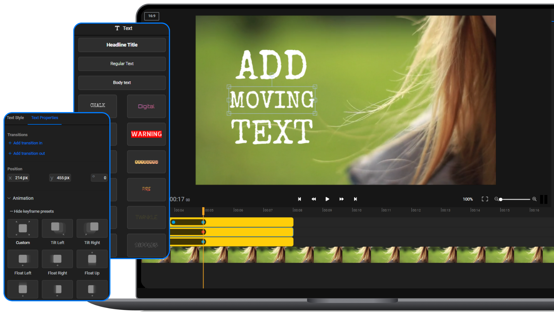 Add Moving Text to Video with Flixier