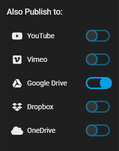 The Flixier Also Publish To menu