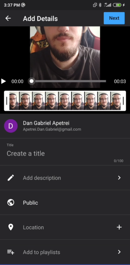 YouTube mobile video details channel 