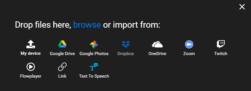 Flixier import options