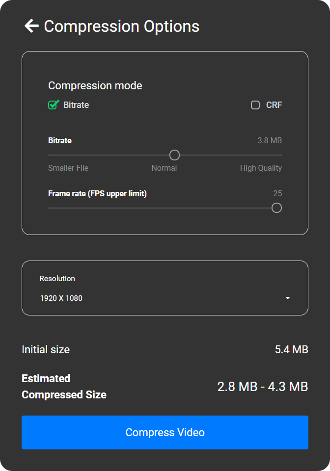 Flixier video compression options