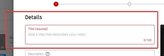 Screenshot of YouTube Title field