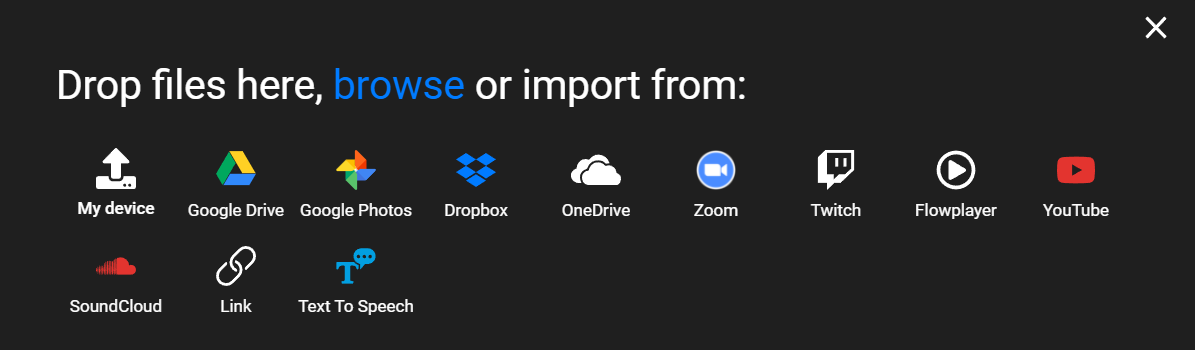 Flixier import menu