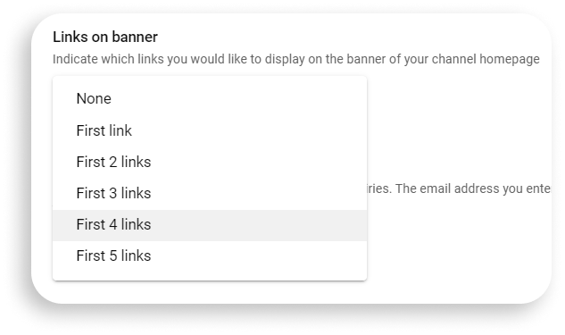 A screenshot of the dropdown menu that allows users to choose which links to display.