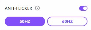 Logi Capture anti-flicker setting toggled to 50Hz