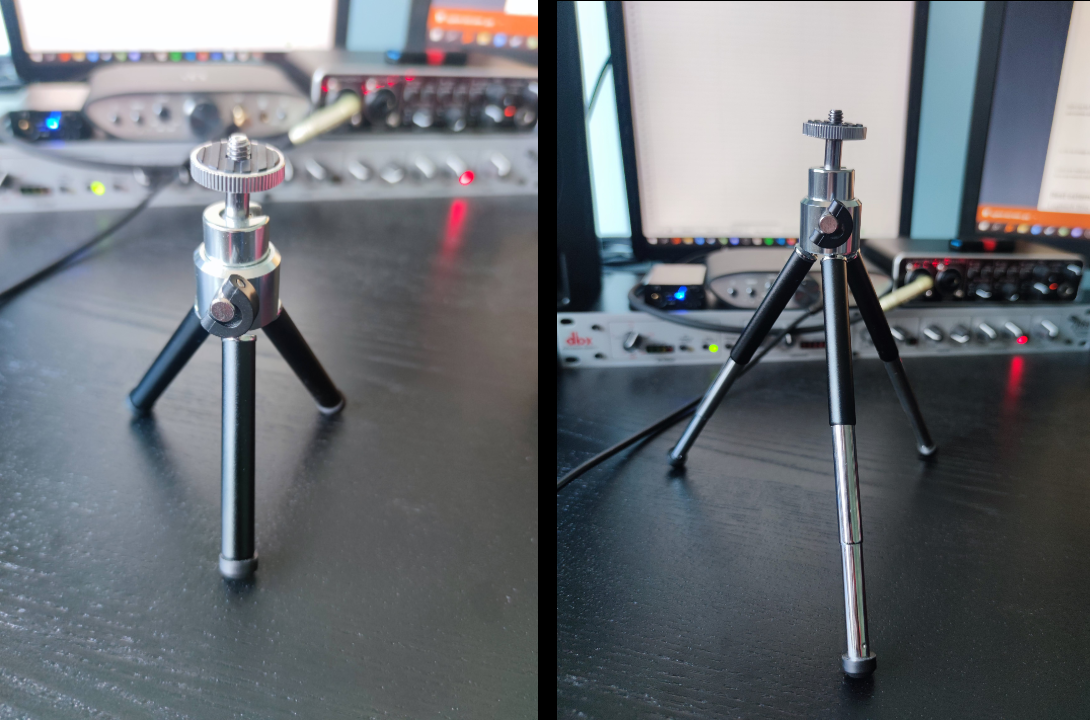 The Logitech C922 included tripod in the extended position