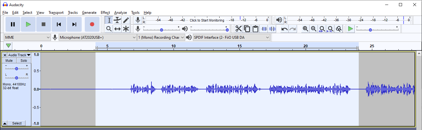 A screenshot displaying an Audacity selection.