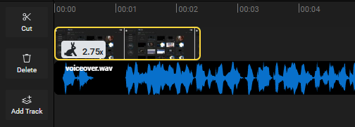 The Flixier video speed indicator. 