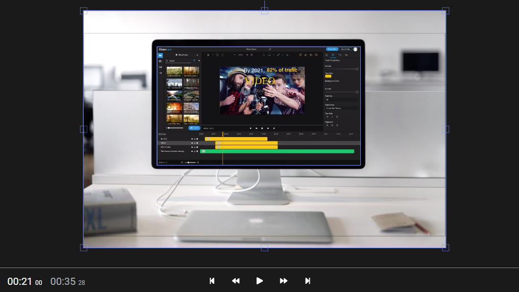 The Flixier Pro Beta 1 video editing canvas