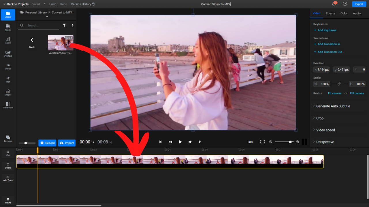 The main Flixier editing view