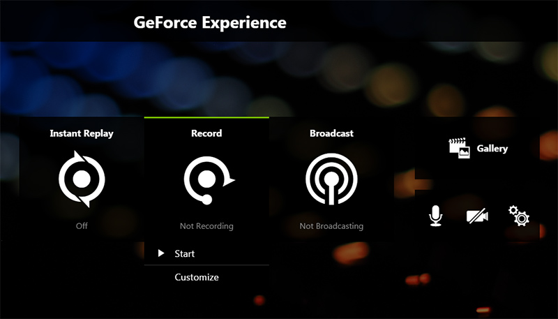 GeForce Experience recording menu